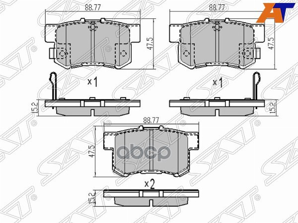 Колодки тормозные (Сзади) Honda Accord 91-16 / Civic 95-12 Sat арт. ST-43022-SG0-010