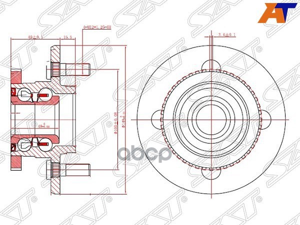 Ступичный узел задн. NISSAN WINGROAD/AD Y11 99- (4*100) Sat арт. ST-43200-73R08