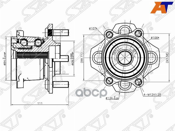 Ступичный узел Nissan Wingroad 05-18 / AD 06- (Справа=Слева/ Сзади/ 4WD) Sat арт. ST-43202-ED305