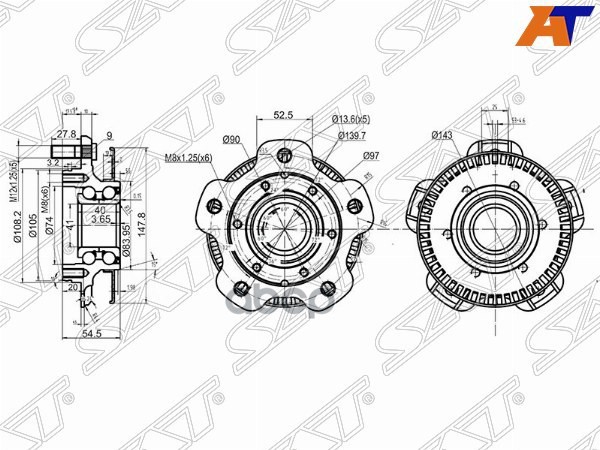 Ступичный узел перед SUZUKI GRAND VITARA/ESCUDO (ABS) 01- Sat арт. ST-43401-65D10