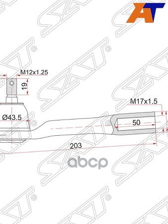 Наконечник рулевой MITSUBISHI L200/PAJERO/MONTERO SPORT/TRITON 08- RH Sat арт. ST4422A010
