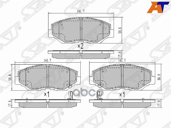 Колодки тормозные (Спереди) Honda Accord 02-08 / Civic 11-19 Sat арт. ST-45022-SDC-A10