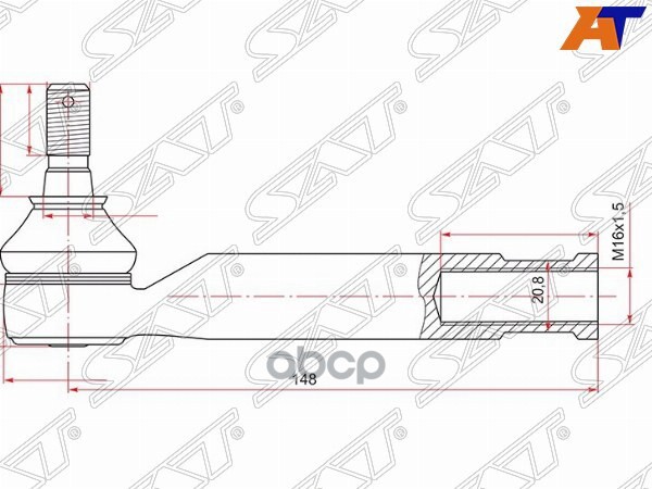 Наконечник рулевой TOYOTA AVENSIS/COROLLA VERSO LH=RH 03- Sat арт. ST-45046-29425