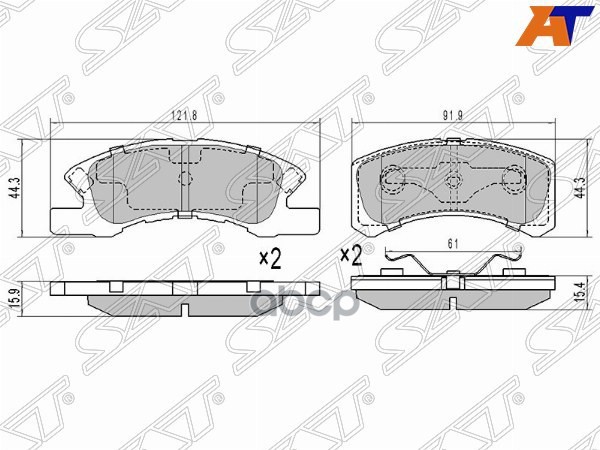 Колодки тормозные (Спереди) Mitsubishi eK Wagon 01-06 / Minica 98-11 / Mirage 95-15 / Town Box 99-11 Sat арт. ST-4605A272