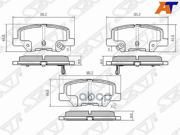 Колодки тормозные (Сзади) Mazda 6 12- / Mitsubishi ASX 10- Sat арт. ST-4605A802