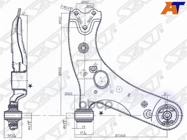 Рычаг нижний TOYOTA PRIUS 12-/COROLLA/RUMION/MARK X/AURIS/BLADE/SCION/ZELAS/LEXUS HS250H 06- RH Sat арт. ST-48068-12300