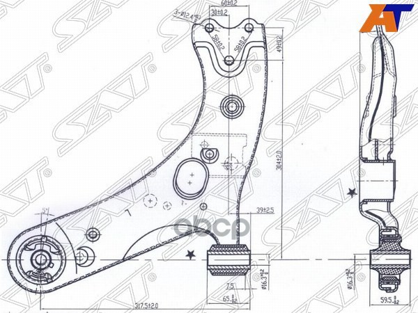 Рычаг нижний TOYOTA PRIUS 12-/COROLLA/RUMION/MARK X/AURIS/BLADE/SCION/ZELAS/LEXUS HS250H 06- LH Sat арт. ST-48069-12300