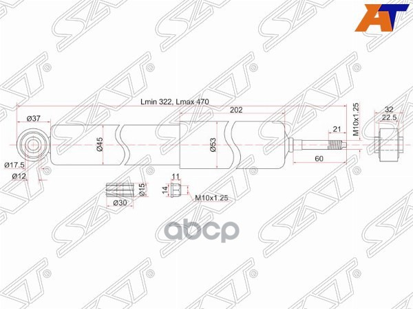 Амортизатор Fr Toyota Dyna 150/Toyoace 01- Lh=Rh Sat арт. ST-48511-80090