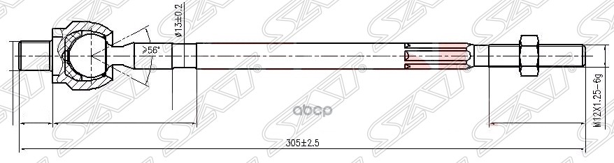 Тяга рулевая NISSAN AD/ALMERA/AVENIR/BLUEBIRD SYLPHY/PULSAR/SERENA/SUNNY/WINGROAD 95- Sat арт. ST485214M485