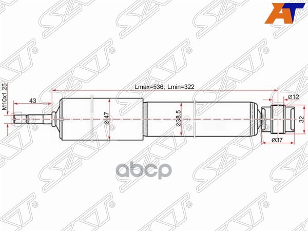Амортизатор Toyota Hiace 89-04 / Lite Ace 85-96 (Сзади/ Справа=Слева) Sat арт. ST-48531-80621