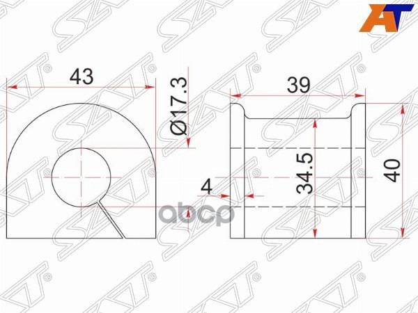 Втулка стабилизатора Toyota Crown 87-99 (Зад/ 17.30) Sat арт. ST-48815-30310