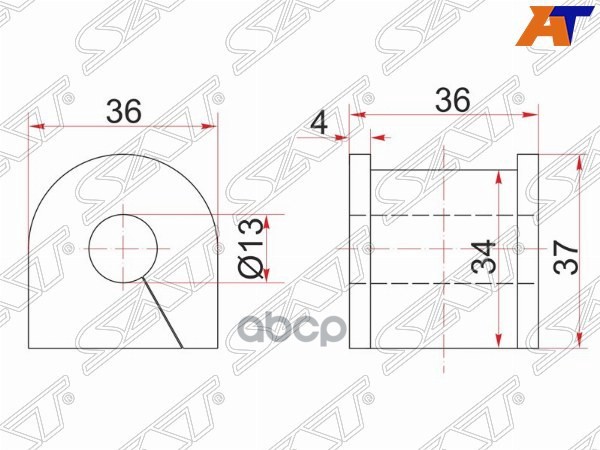 Втулка Стабилизатора Toyota Corolla (E90) 87-92 / Sprinter 87-91 (Зад/ 13.00) Sat арт. ST-48818-12050