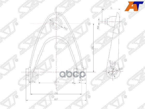 Рычаг подвески Honda Civic 95-00 / Civic Ferio 95-00 (Сверху/ Спереди/ Справа) Sat арт. ST-51450-S04-023