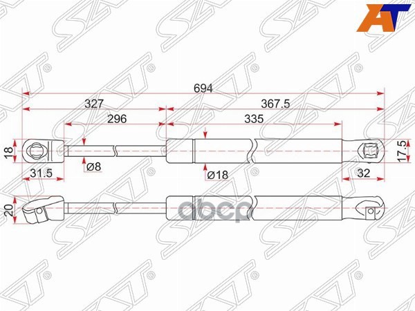 Амортизатор капота Toyota Camry (XV50) 11-21 / Camry UAE/USA 11-17 (Справа=Слева) Sat арт. ST-53450-06100