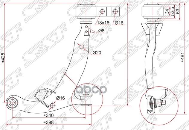 Рычаг нижний с шаров. NISSAN TEANA 03-08 RH Sat арт. ST-54500-9W20C