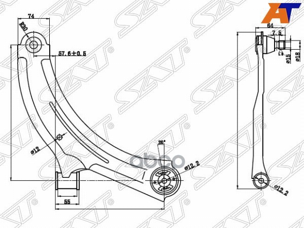 Рычаг подвески Nissan AD 06- / Juke 10-20 (Спереди/ Справа) Sat арт. ST-54500-EW000