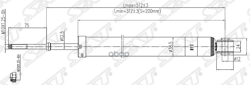 Амортизатор Nissan March 92-02 / Cube 98-02 (Сзади/ Справа=Слева) Sat арт. ST-56210-41B25