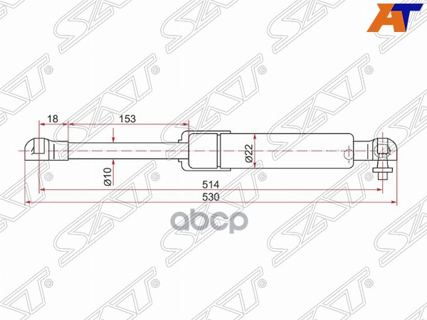 Амортизатор крышки багажника Mitsubishi Pajero Sport 08-17 (Справа=Слева) Sat арт. ST-5802A449