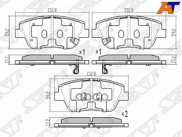 Колодки тормозные (Спереди) Hyundai Sonata 09-19 / Kia Optima 10-16 Sat арт. ST-58101-3QA50