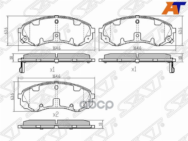 Колодки тормозные (Спереди) Haval H9 15-24 / Kia Carnival 06-14 Sat арт. ST-58101-4HA50