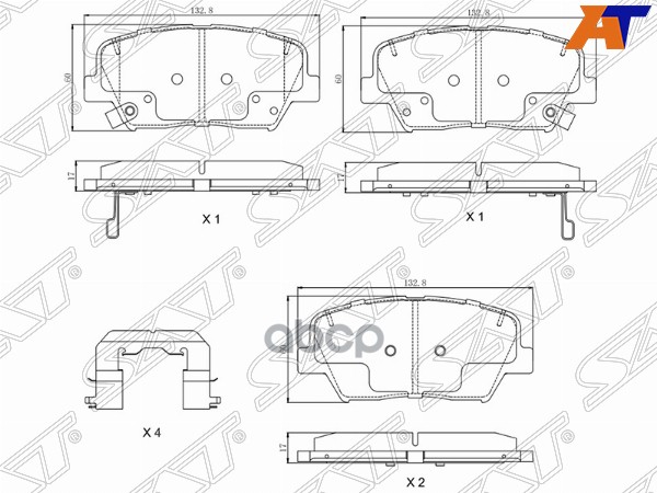 Колодки тормозные (Спереди) Hyundai Elantra 10-20 / Kia Ceed 12-16 Sat арт. ST-58101-F2A00