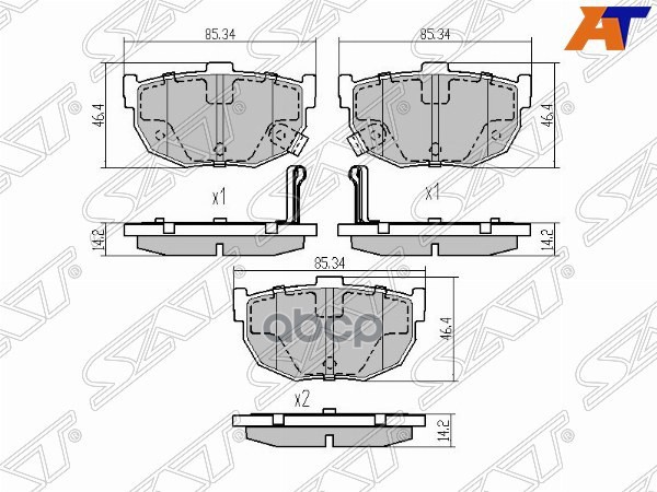 Колодки тормозные (Сзади) Hyundai Elantra 00-09 / Kia Cerato 04-10 Sat арт. ST-58302-2FA10