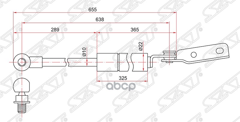 Амортизатор крышки багажника Subaru Forester 97-02 (Слева) Sat арт. ST-60315-FC211
