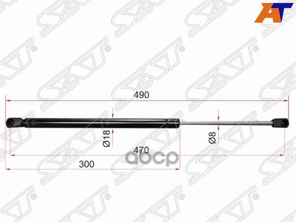 Амортизатор крышки багажника Toyota Corolla (E120) 00-07 / Allex 01-06 (Справа=Слева) Sat арт. ST-68950-02040