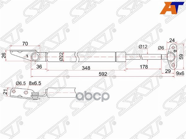 Амортизатор крышки багажника Toyota Corolla (E100) 91-02 (Слева) Sat арт. ST-68960-19485