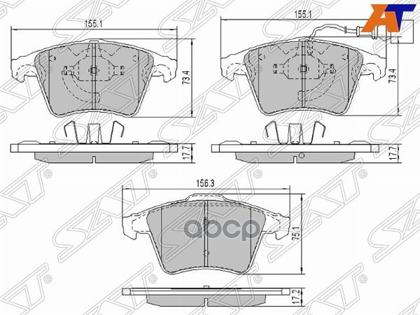 Колодки тормозные (Спереди) Volkswagen Touareg 02-10 / Transporter 03- Sat арт. ST-7H0 698 151