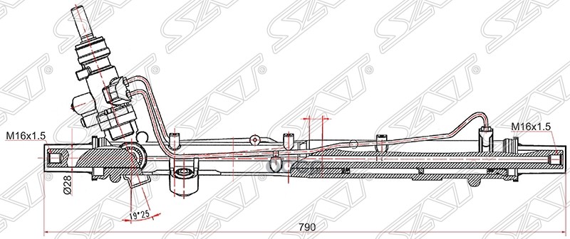 Рейка рулевая VOLKSWAGEN TRANSPORTER T5 03-09 Sat арт. ST-7H1422061HX