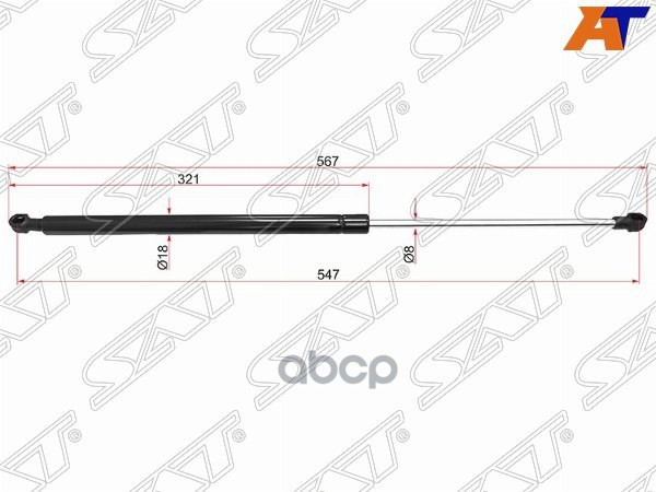 Амортизатор крышки багажника Citroen C3 Picasso 09-16 (Справа=Слева) Sat арт. ST-8731S8
