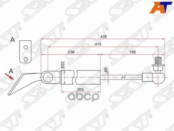 Амортизатор крышки багажника Nissan Tiida 04-14 / Tiida Latio 04-12 (Справа) Sat арт. ST-90450-EL00A