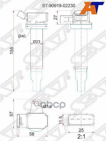 Катушка зажигания TOYOTA 1G-FE 98-04/2UZ-FE 98-03 Sat арт. ST-90919-02230