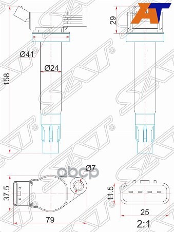 Катушка зажигания TOYOTA KLUGER/HIGLANDER MCU2#/RX300/330/350 MCU3# 03- 3MZ-FE Sat арт. ST-90919-02246