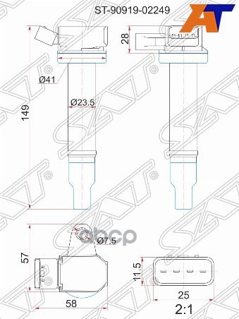 Катушка зажигания Toyota Crown 95-12 / Land Cruiser 98-21 1GFE;1UZFE;2UZFE;3UZFE Sat арт. ST-90919-02249