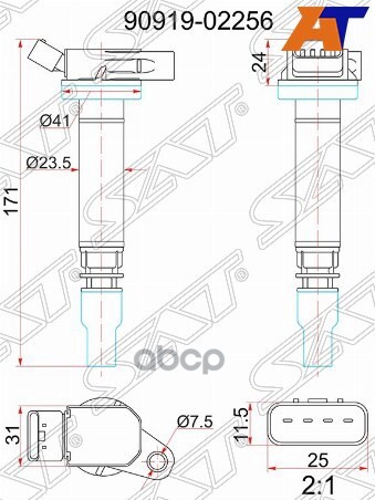 Катушка зажигания Lexus RX 06-15 / Toyota Camry 06-21 1URFE;2GRFE;2GRFSE;3GRFE;3GRFSE;3URFBE;3URFE;4 Sat арт. ST-90919-02256