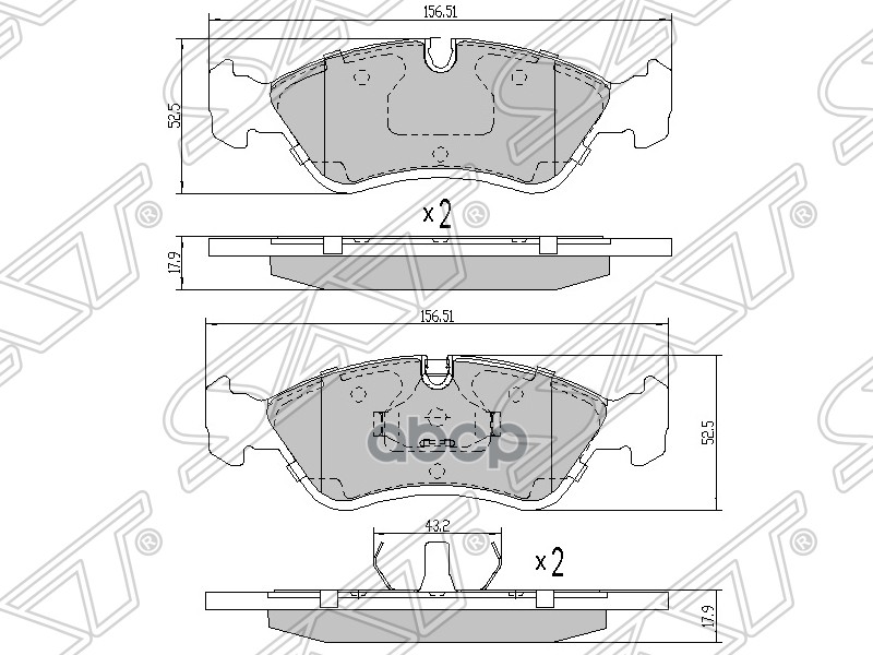 Колодки тормозные (Спереди) Chevrolet Aveo 02-15 / Lacetti 04-13 Sat арт. ST-93192637