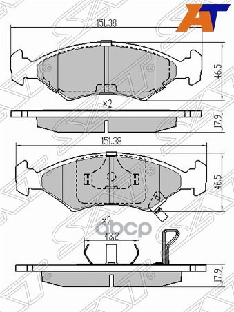 Колодки тормозные (Спереди/ Без ABS) Chevrolet Cobalt 13- / Ravon R4 16-20 Sat арт. ST-94748947