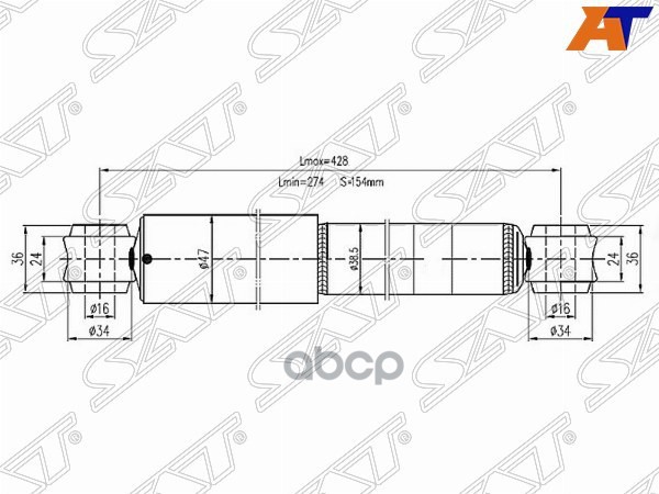 Амортизатор Isuzu ELF NPRNQR 12- / Toyota Dyna 99- (Сзади/ Справа=Слева) Sat арт. ST-9-51630-666-0