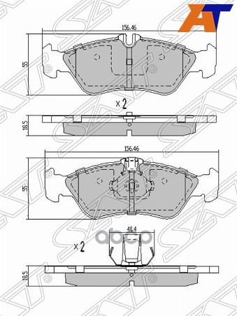 Колодки тормозные (Сзади) Mercedes-Benz Sprinter 95-06 / Sprinter classic RUS 13-18 Sat арт. ST-A0024206020