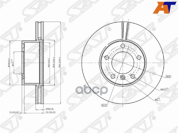 Диск тормозной (Перед) Mercedes-Benz G-Class 94-18 Sat арт. ST-A4634210012