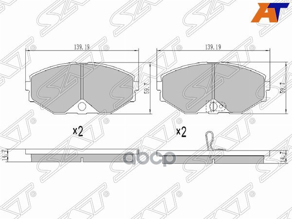Колодки тормозные (Спереди) Nissan Avenir 98-05 / Cedric 91-95 Sat арт. ST-AY040-NS036