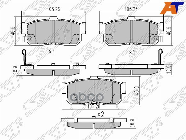 Колодки тормозные (Сзади) Nissan Almera 95-06 / Primera 90-02 / Sunny 93-04 / Wingroad 99-05 Sat арт. ST-AY060-NS021