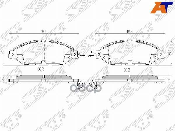 Колодки тормозные (Спереди) Nissan Murano 16-22 / Pathfinder 12-21 Sat арт. ST-D1060-3JA0B