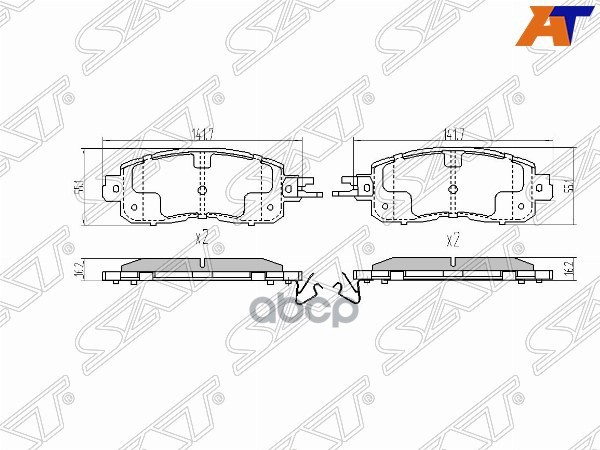 Колодки тормозные (Спереди) Nissan Leaf 09-17 / Teana 14-20 Sat арт. ST-D1060-3TA0B