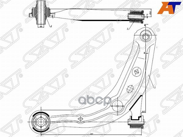 Рычаг подвески Mazda MPV 99-06 (Снизу/ Спереди/ Слева) Sat арт. ST-LC62-34-350C