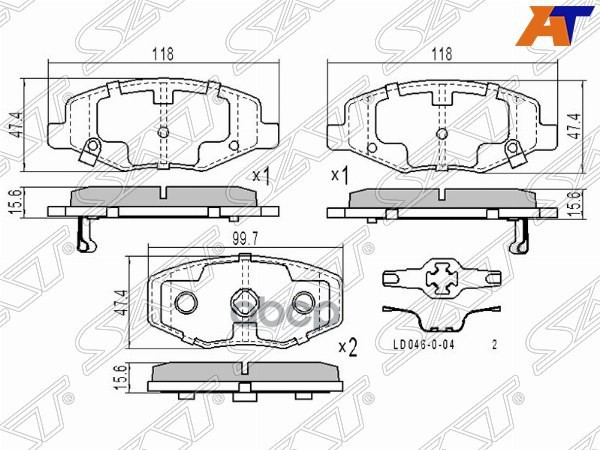 Колодки тормозные (Спереди) Chery QQ6 S21 06-11 Sat арт. ST-S216GN3501080
