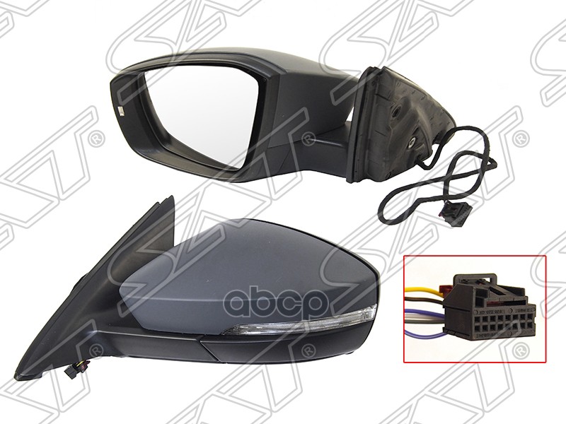 Зеркало Skoda Octavia 12-20 (Слева/ Обогрев/ Повторитель поворота/ 6 контактов) Sat арт. ST-SD27-940-2