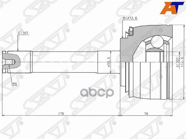 Шрус (Спереди/ Наруж) Toyota Land Cruiser (J100) 98-07 / Lexus LX 98-07 Sat арт. TO-74